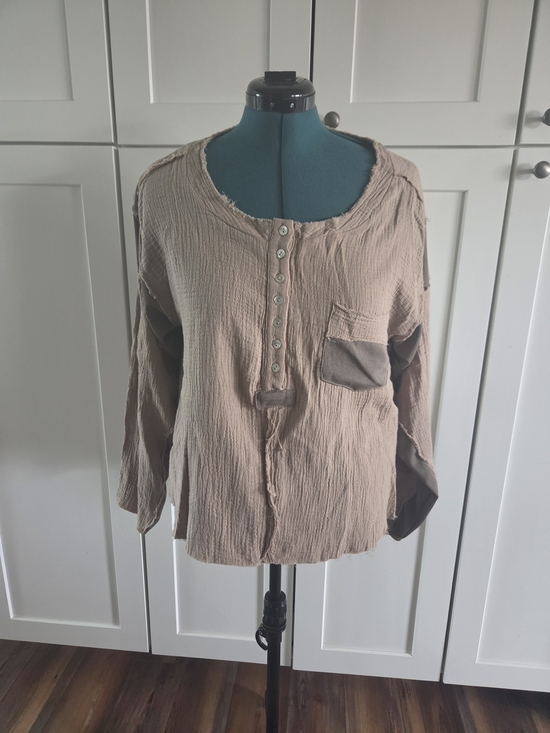 POL Tops - POL Women's Casual Button-Front Top with Contrast Accents Size L By POL